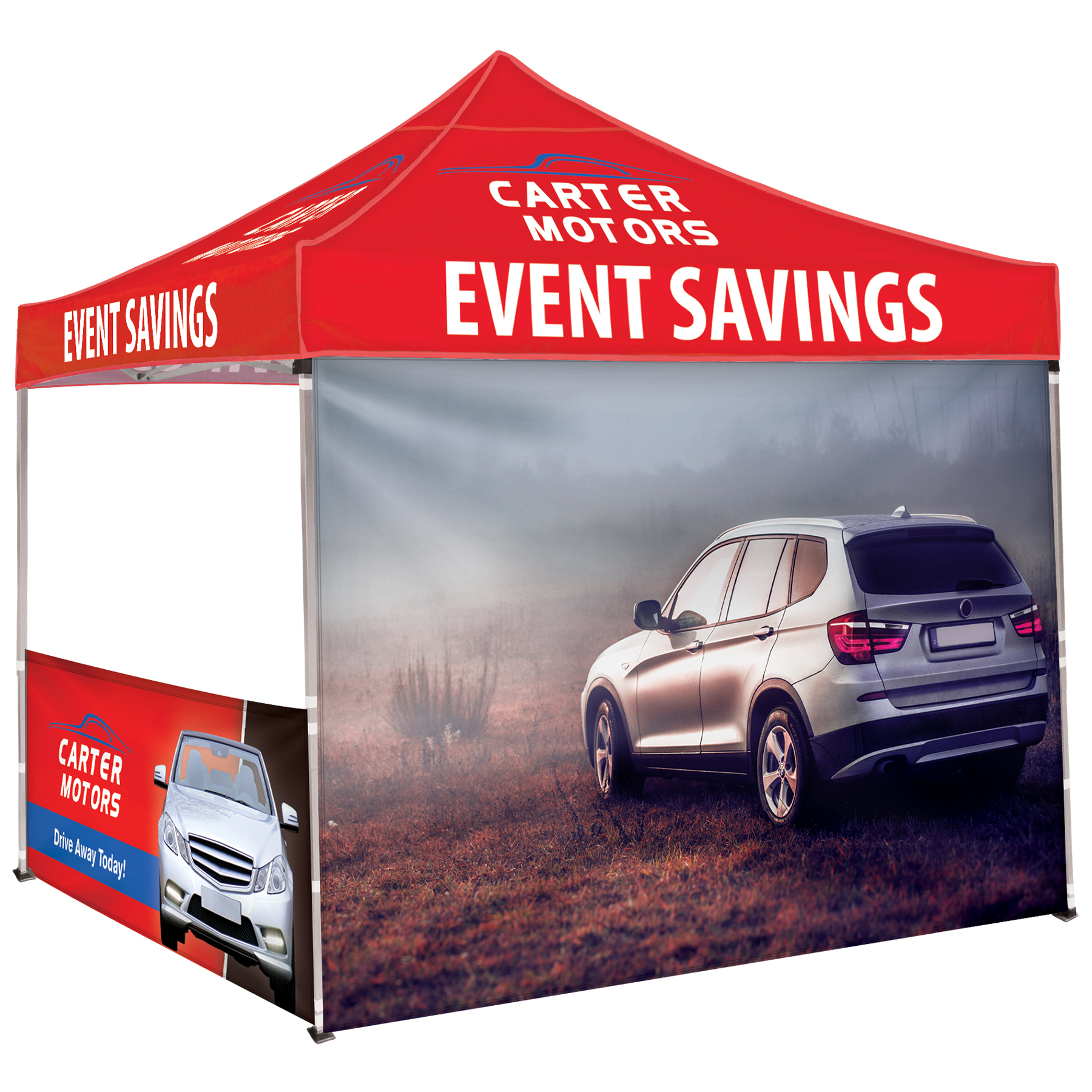 10' Square Canopy Tent W/One Full Double Sided Wall and Two Double Sided Half Walls 7