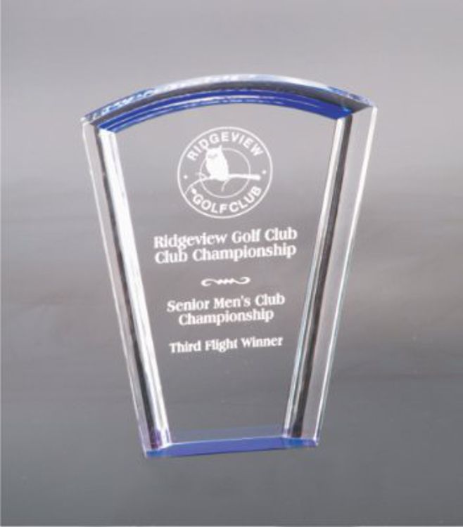 8" Fan Blue Halo Acrylic Award