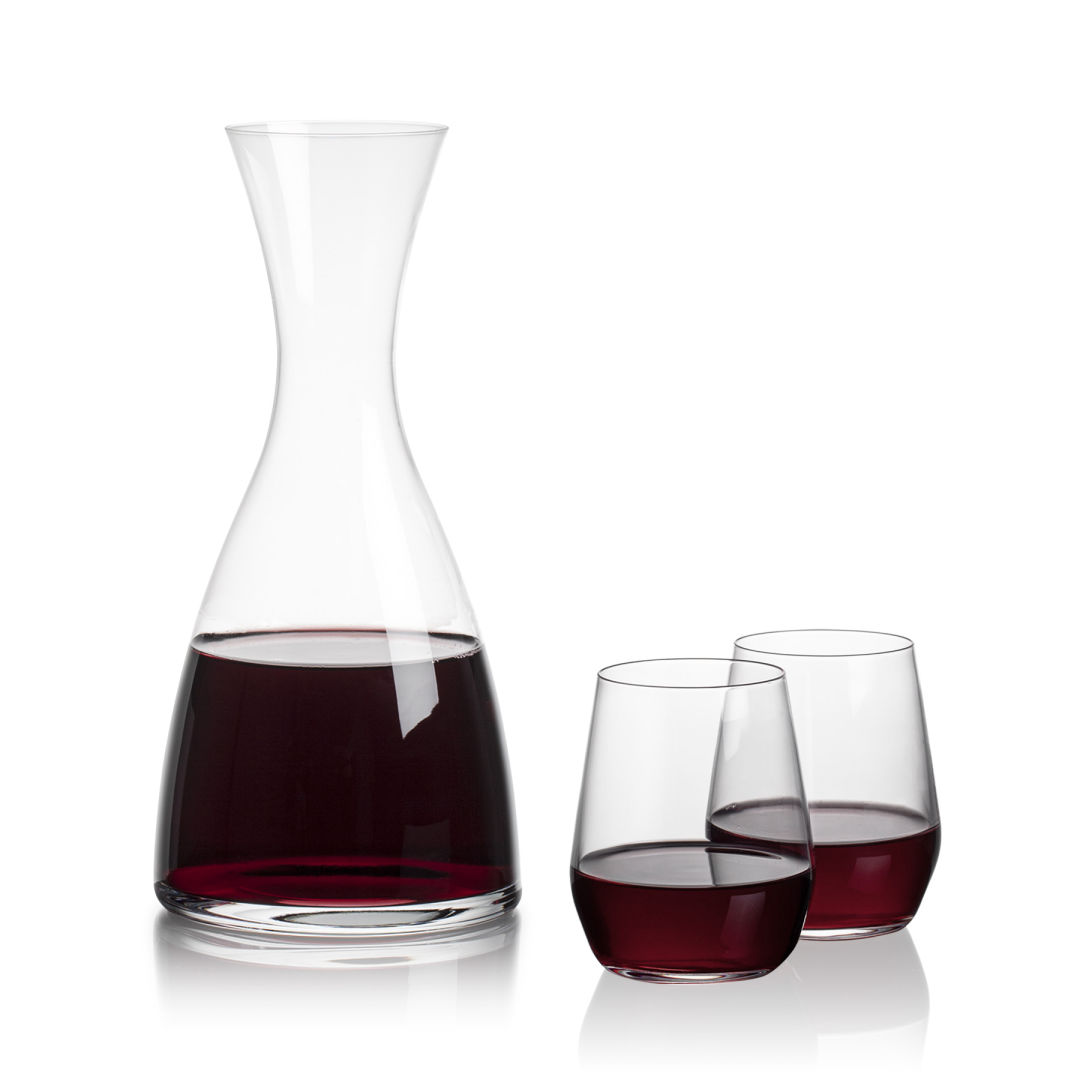 Barham Carafe & Germain Stemless Wine, custom bottle opener with logo imprint 2