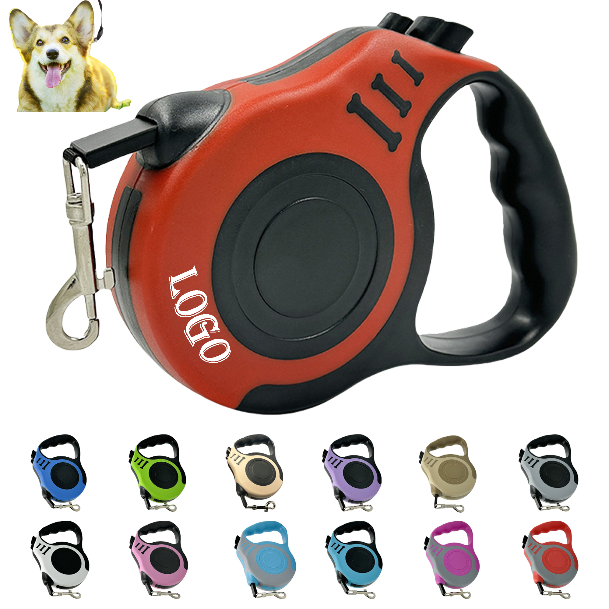 ?Multi-Functional Dog Leash| ABS+ Nylon Retractable 10ft/16ft & ?Ergonomic Design 4