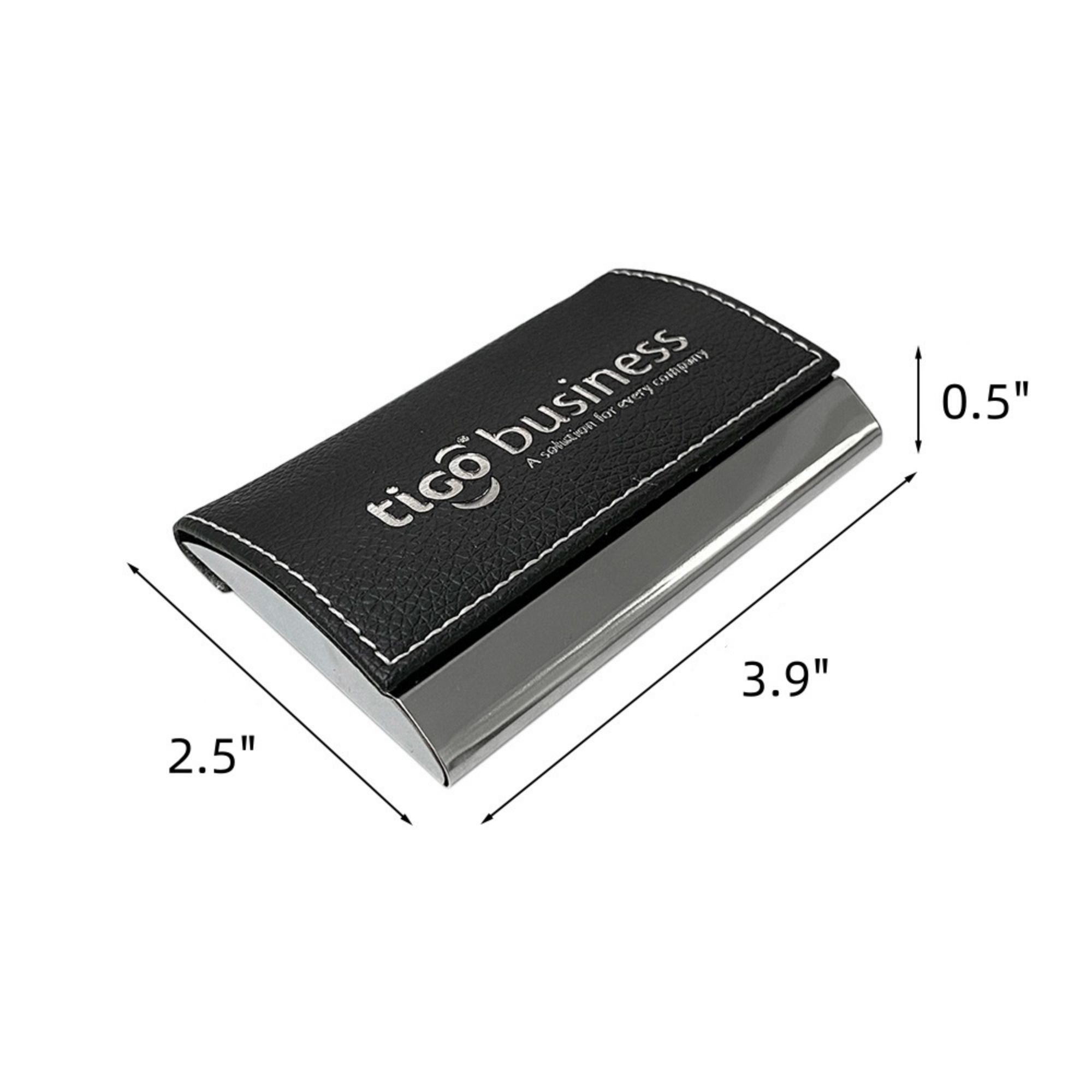 Black Leather Magnetic Business Card Holder 3
