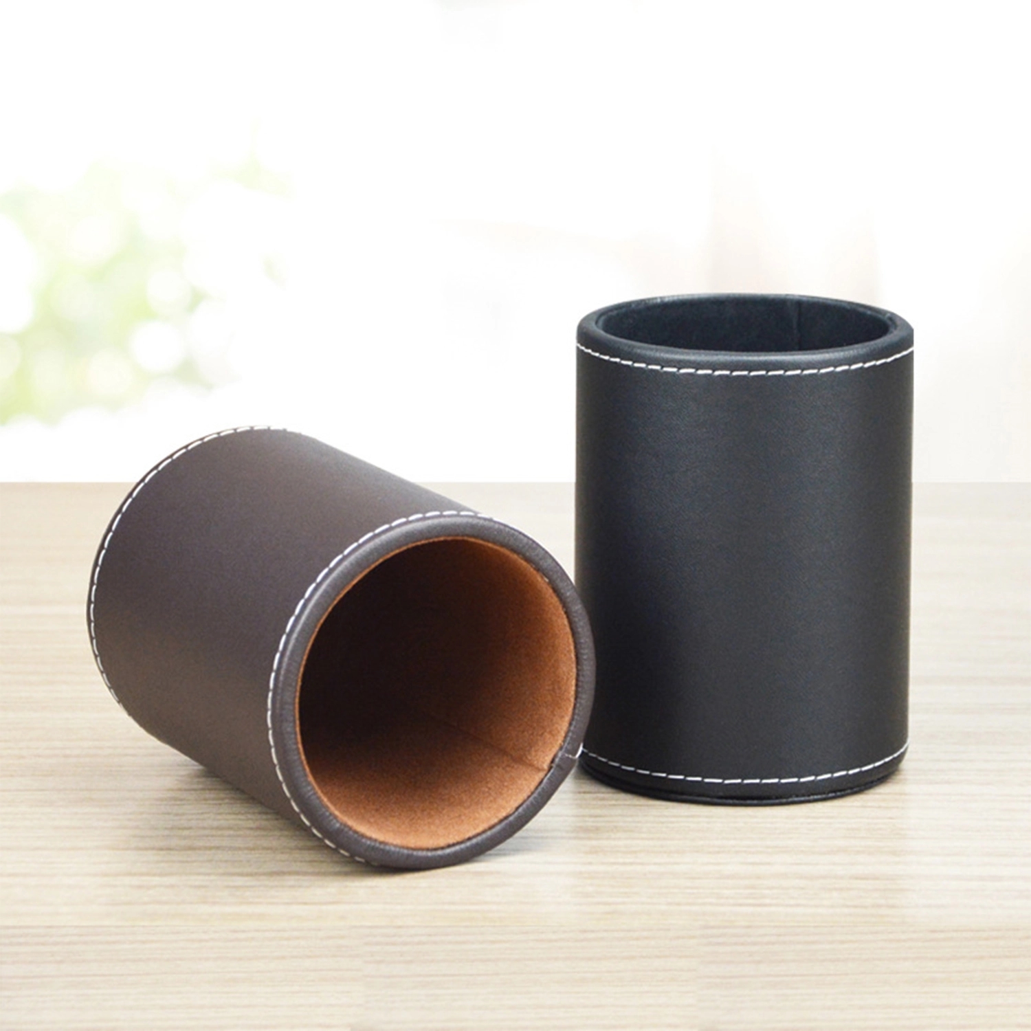 Round Leather Pen Cup 5