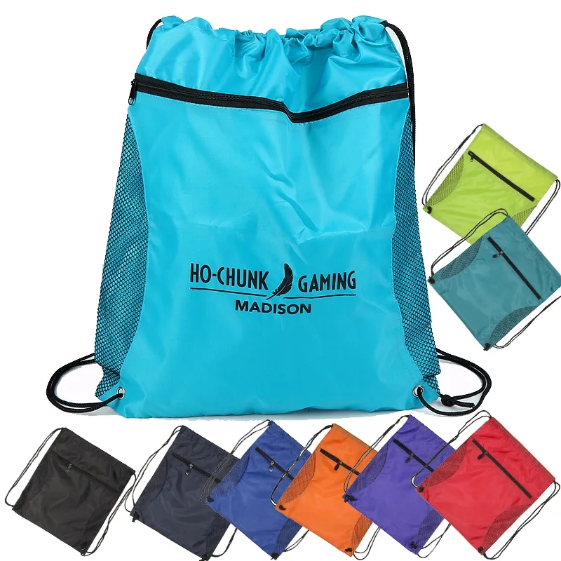 Drawstring Backpack With Mesh Pocket 2