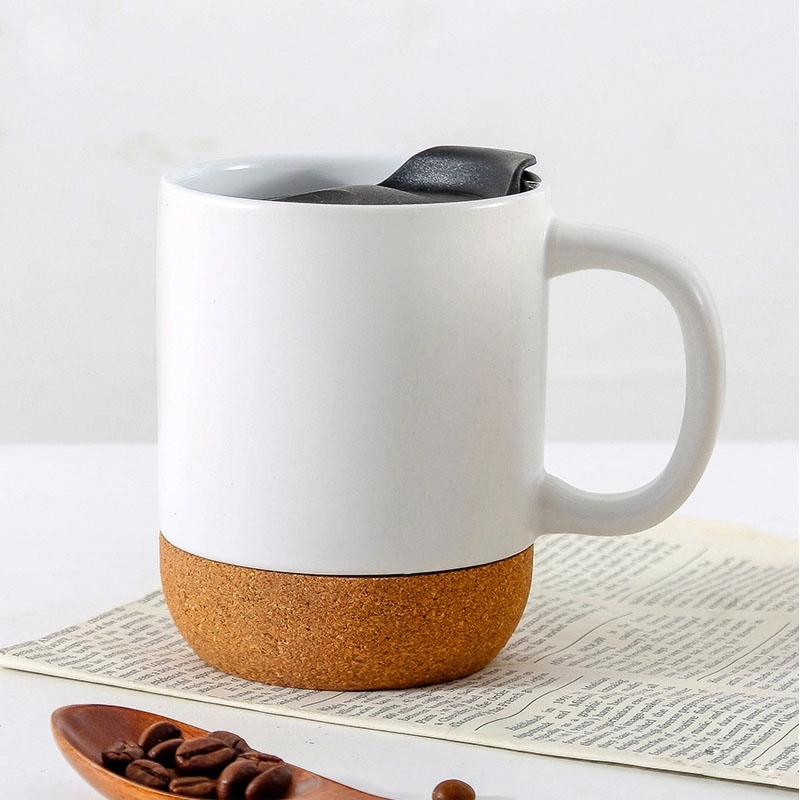 12.5 oz ceramic mug with slide lip and cork bottom 5