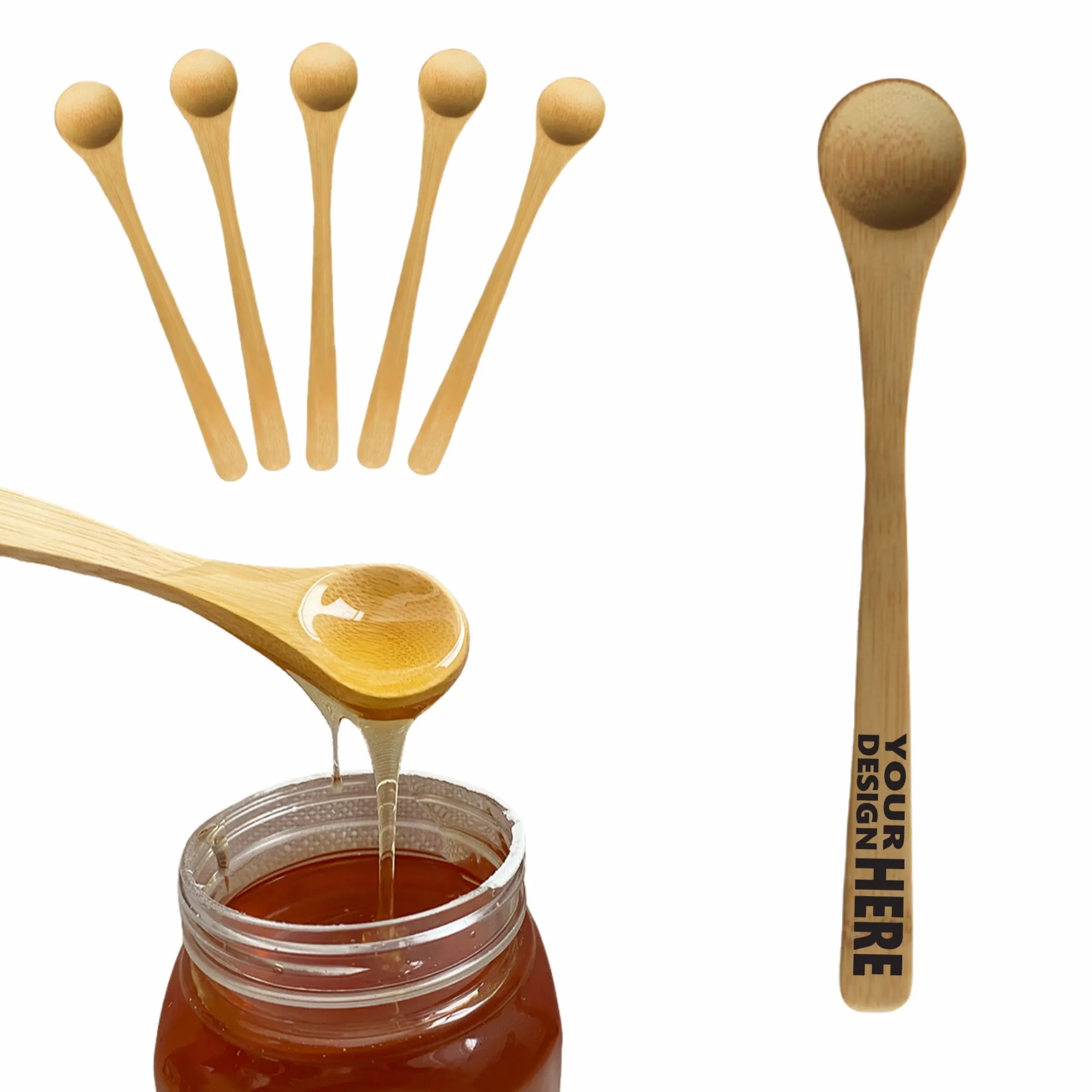 Handmade Bamboo Spoon, Japanese Long-Handle Jam Coffee Scoop