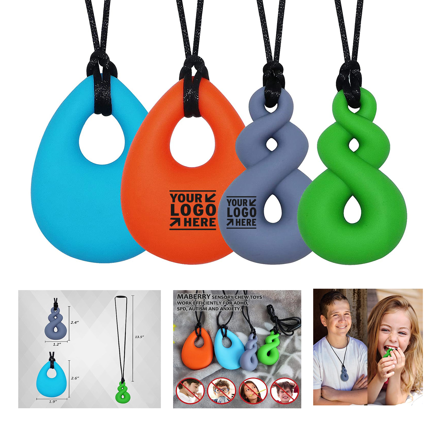 Silicone Chew Necklace for Sensory Kids and Adults