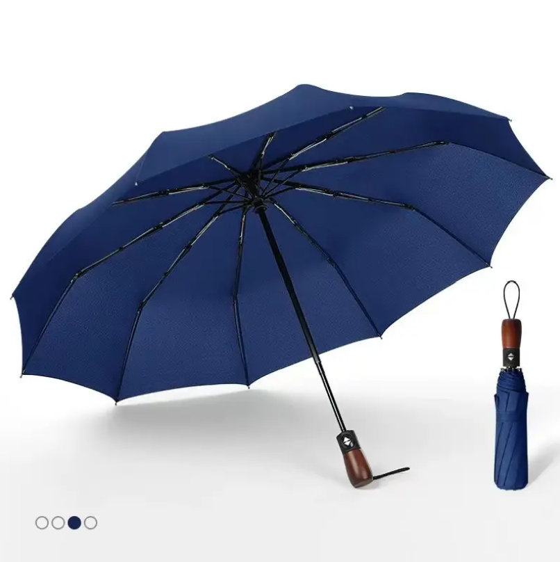46" Arc High-quality Auto Open Umbrella w Wooden Handle 3
