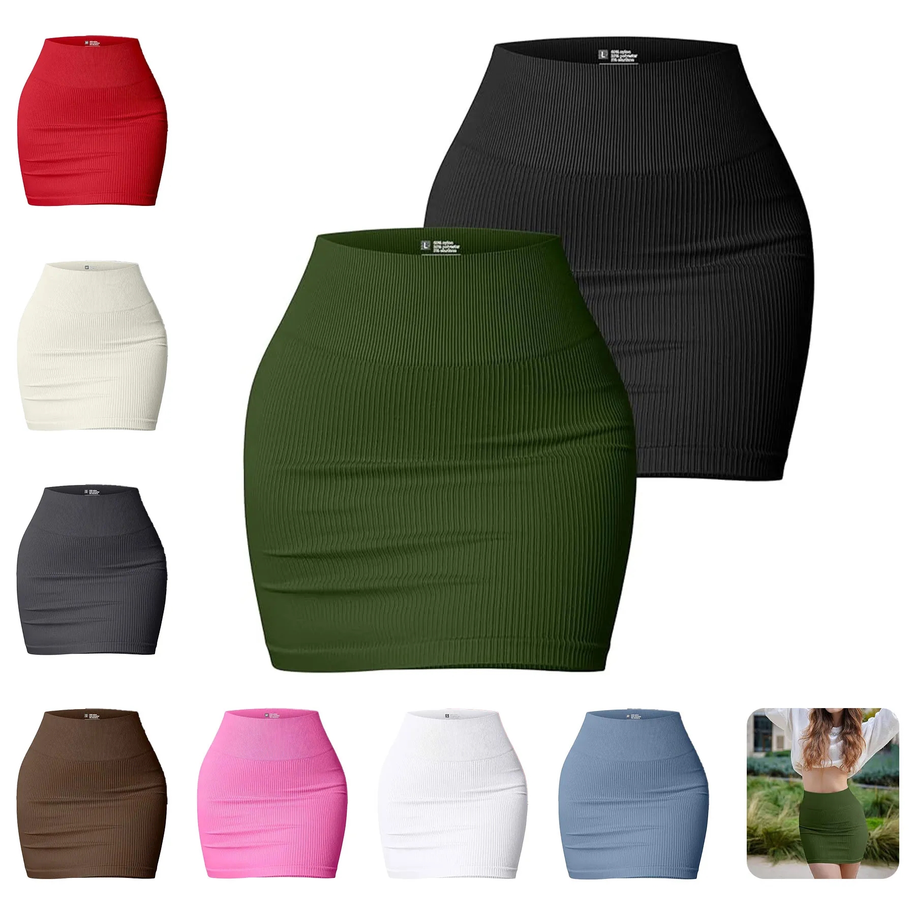 Women's Stretchy Ribbed Mini Skirt 3