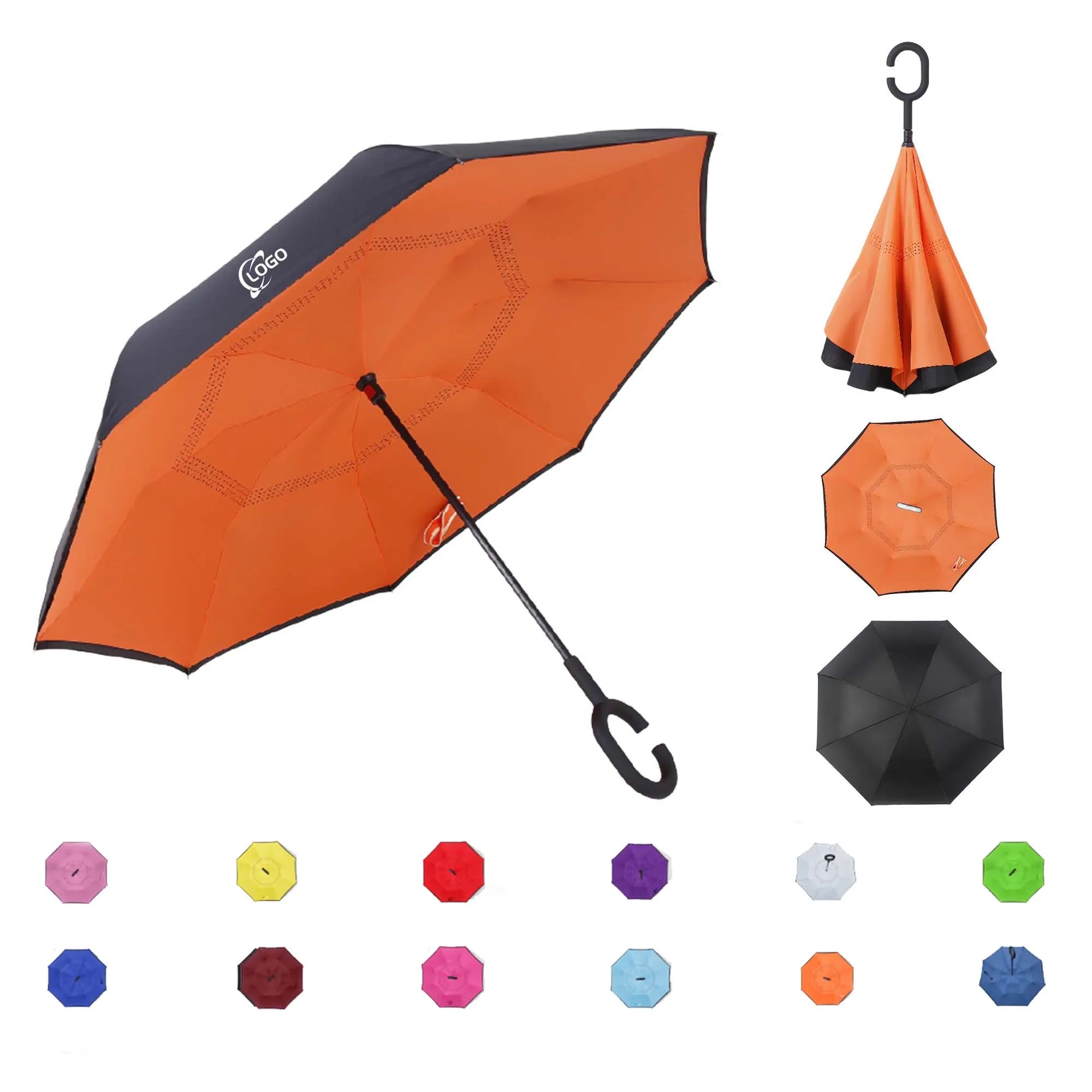 42" C Handle Inverted Reverse Umbrella 3