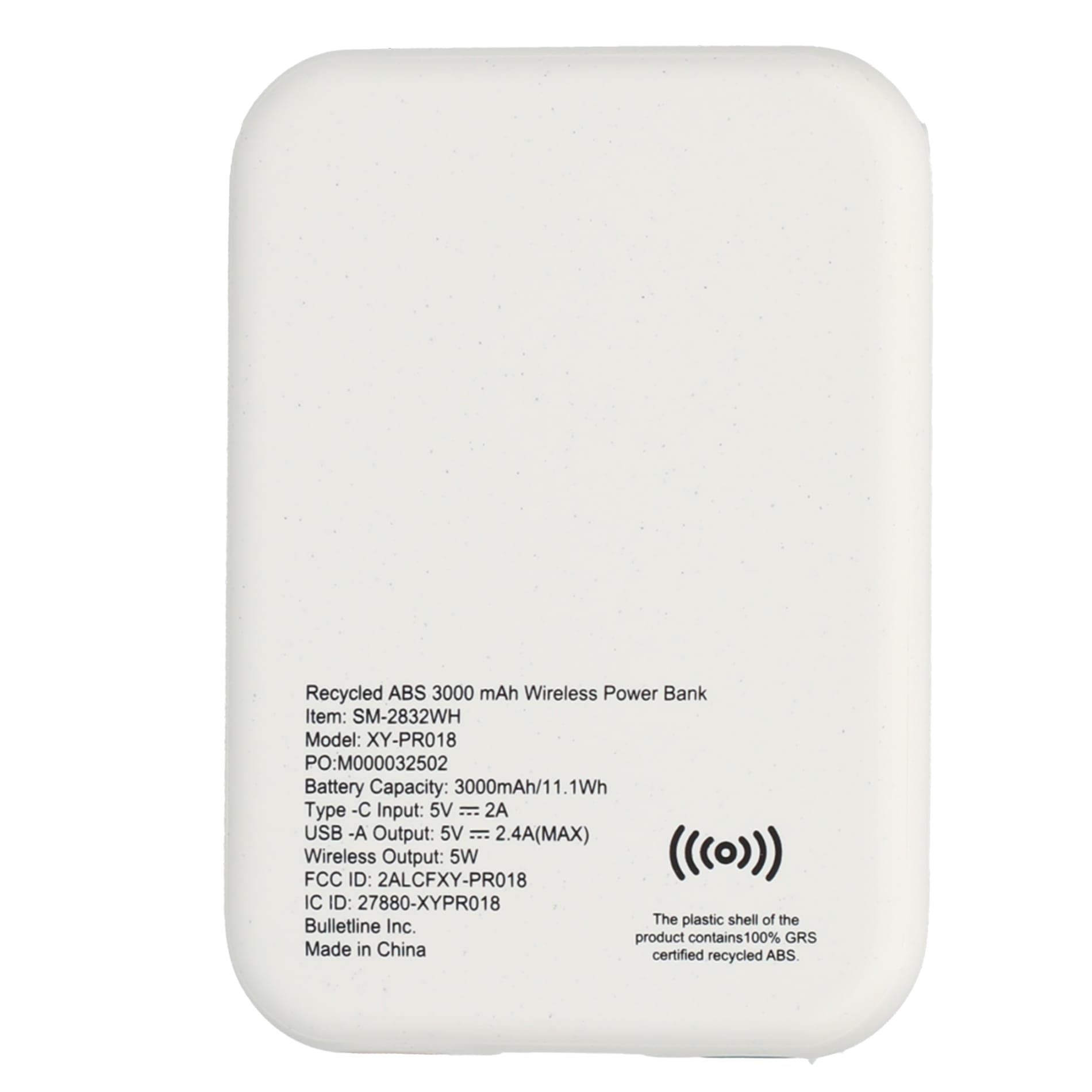 Recycled ABS 3000 mAh Wireless Power Bank 15