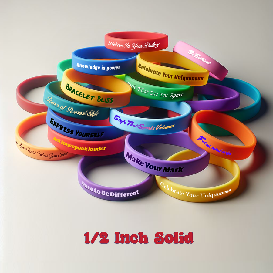 Solid Colored Silicone Wristband - 1/2" band 7