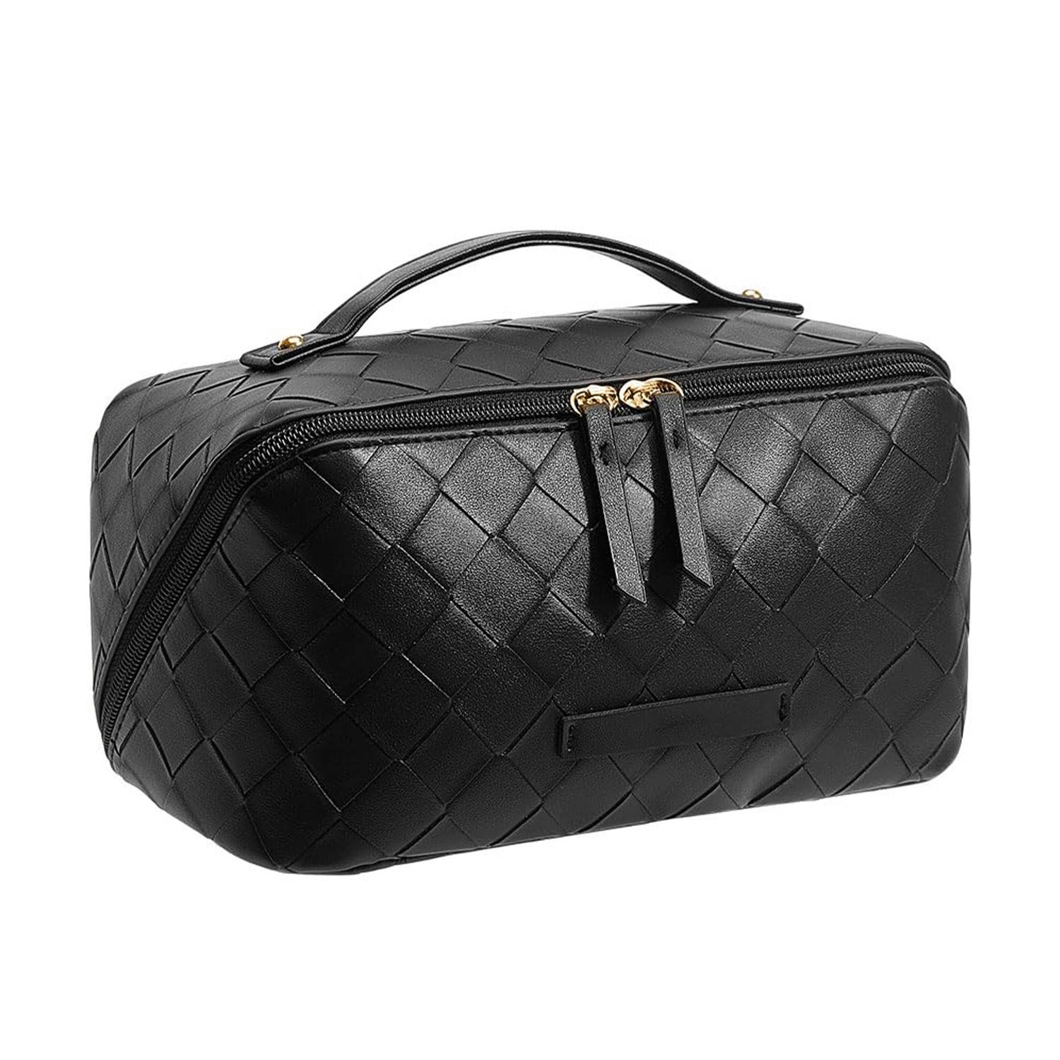 Large Capacity PU Leather Travel Cosmetic Bag w/ Compartment 6