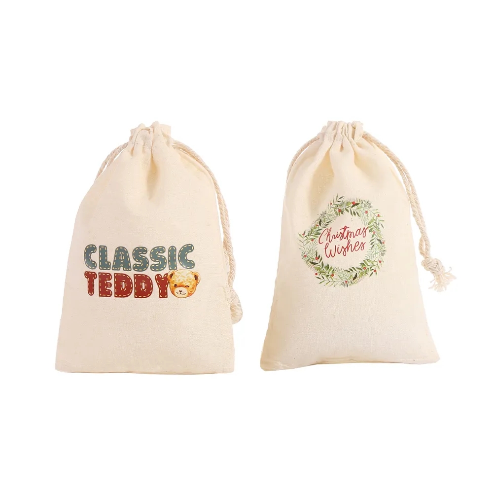 Printed 4" x 6" Natural Cotton Drawstring Bag - 10 oz 5