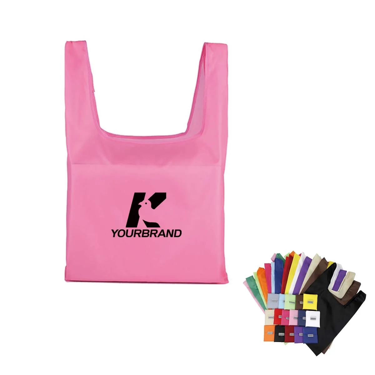 Stock Durable Colorful Folding Reusable Grocery Bags, custom tote bag with logo imprint 2