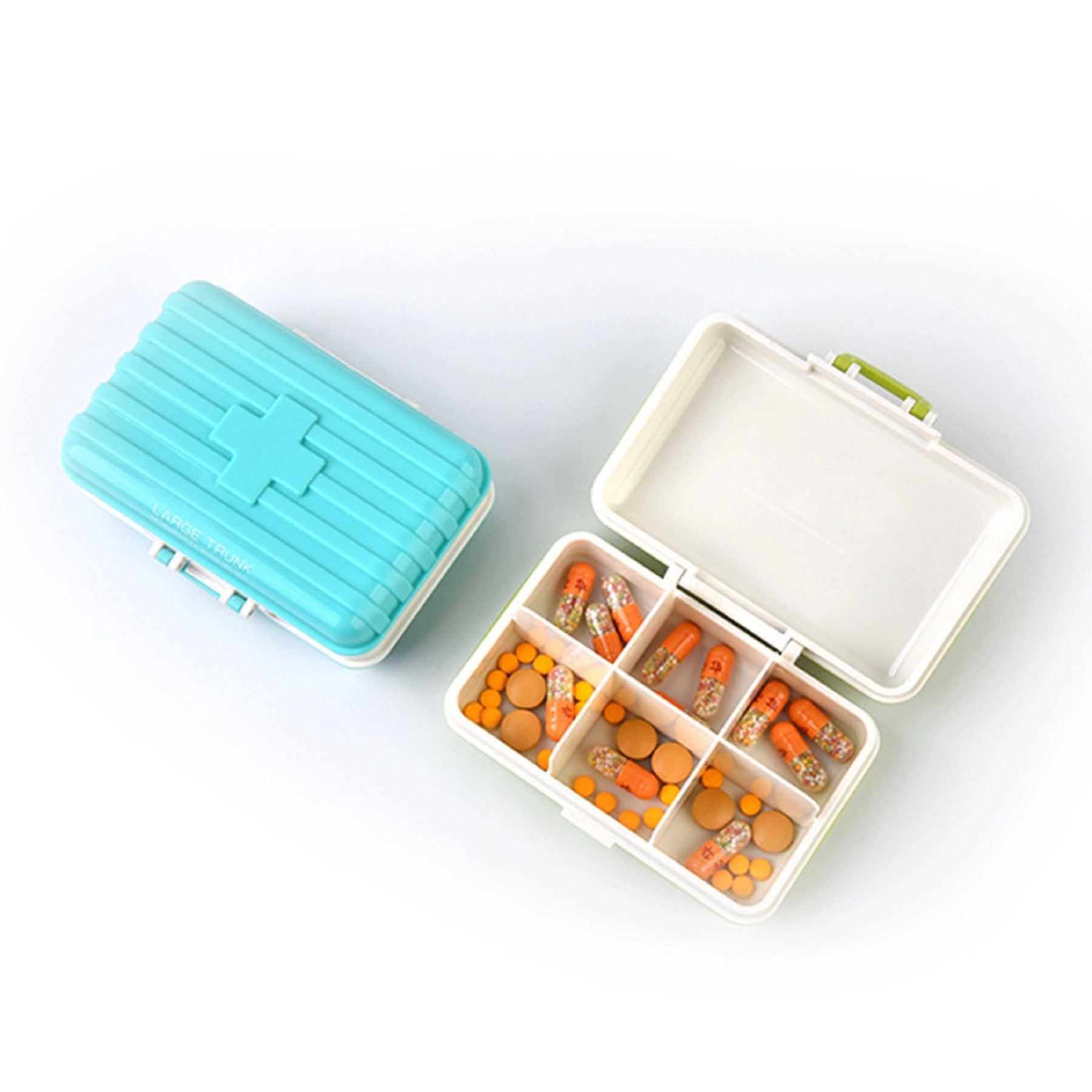Plastic Mini Rotatable Suitcase Pill Storage Box 4