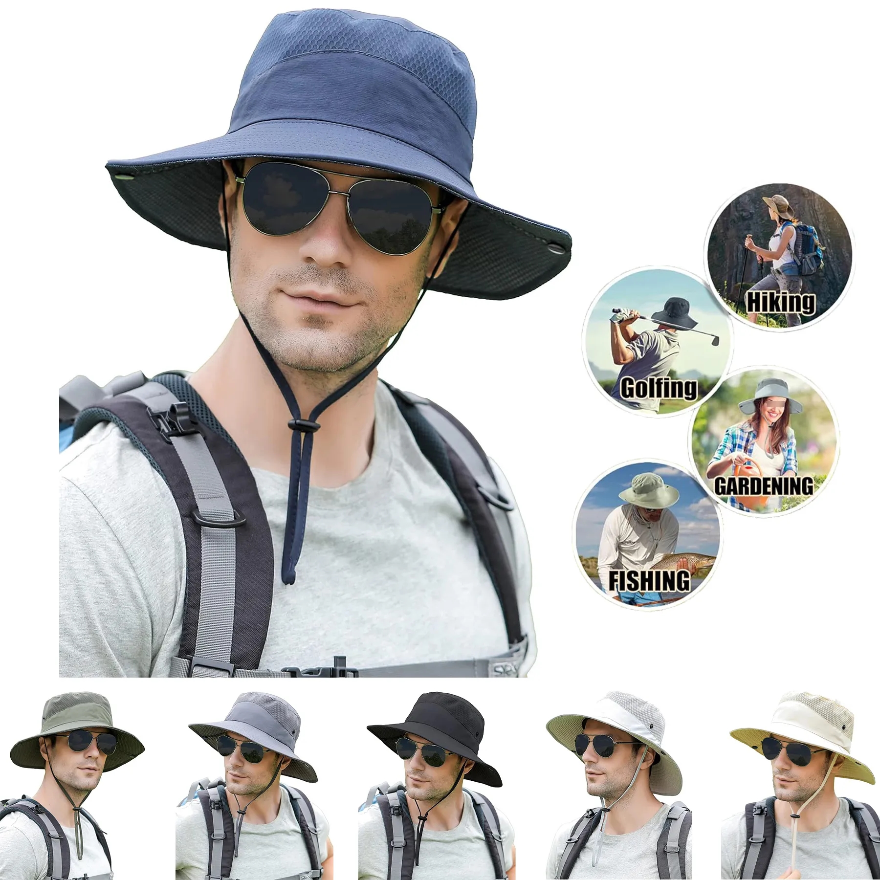 Men's Womens Wide Brim Sun Hat 4