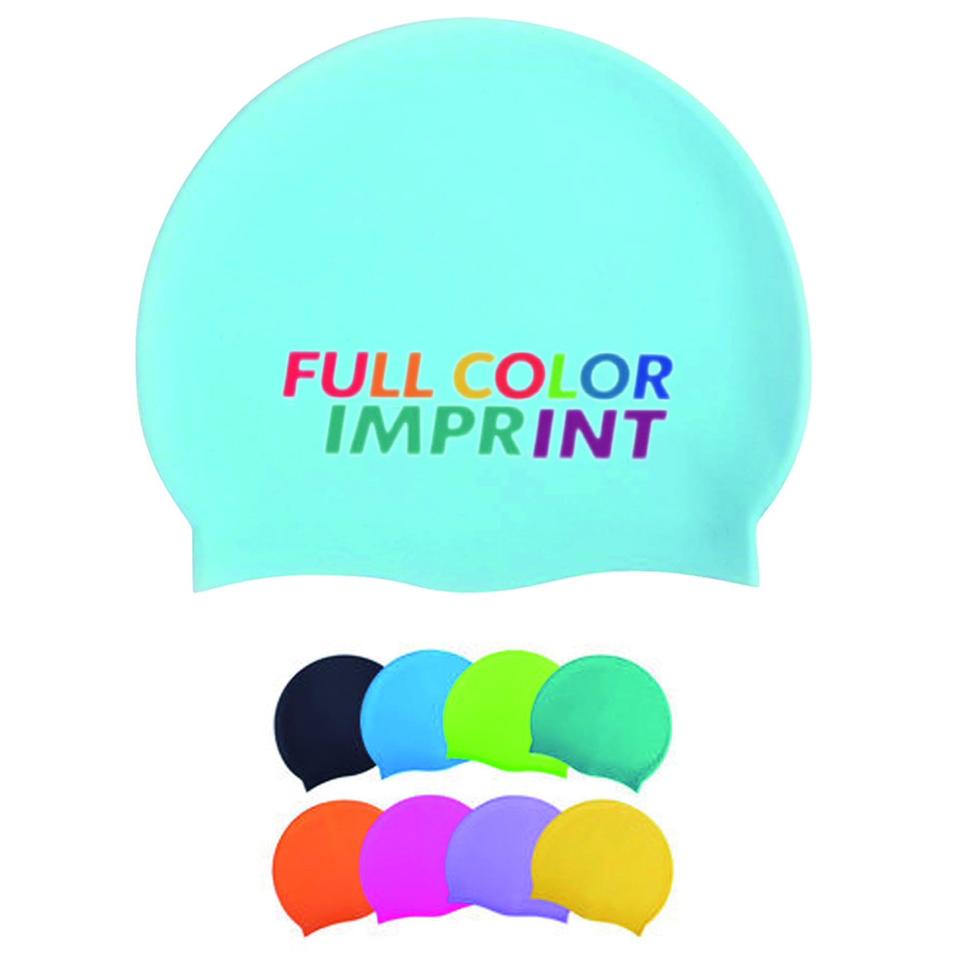 Custom Silicone Swim Cap Flat Style MOQ50 Full Color 3