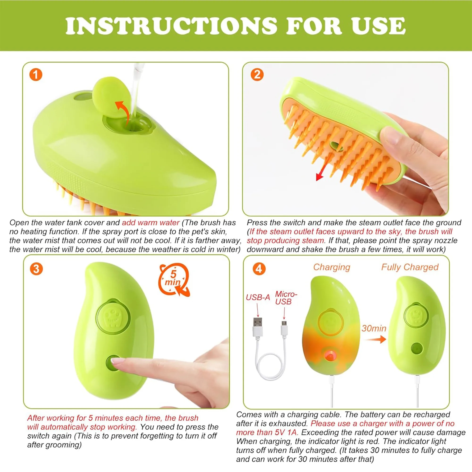 Electric Spray Pet Hair Removal Brush 6