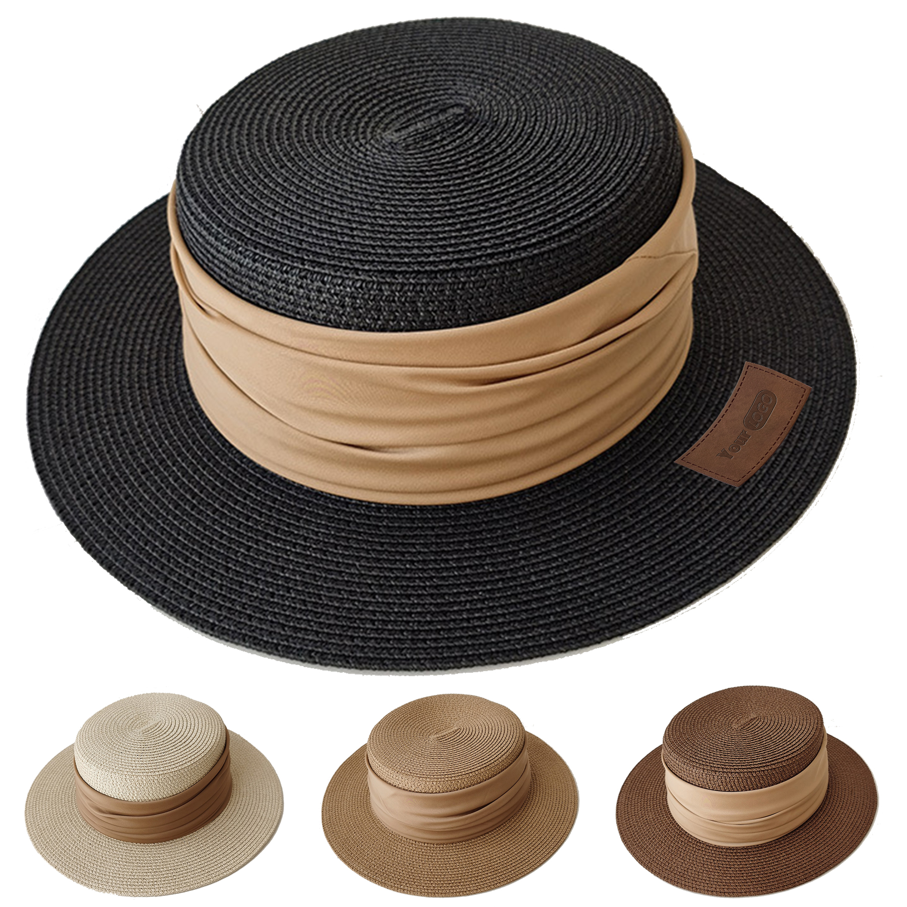 Jute Summer Sun Protection Flat Brim Sun Hat 5