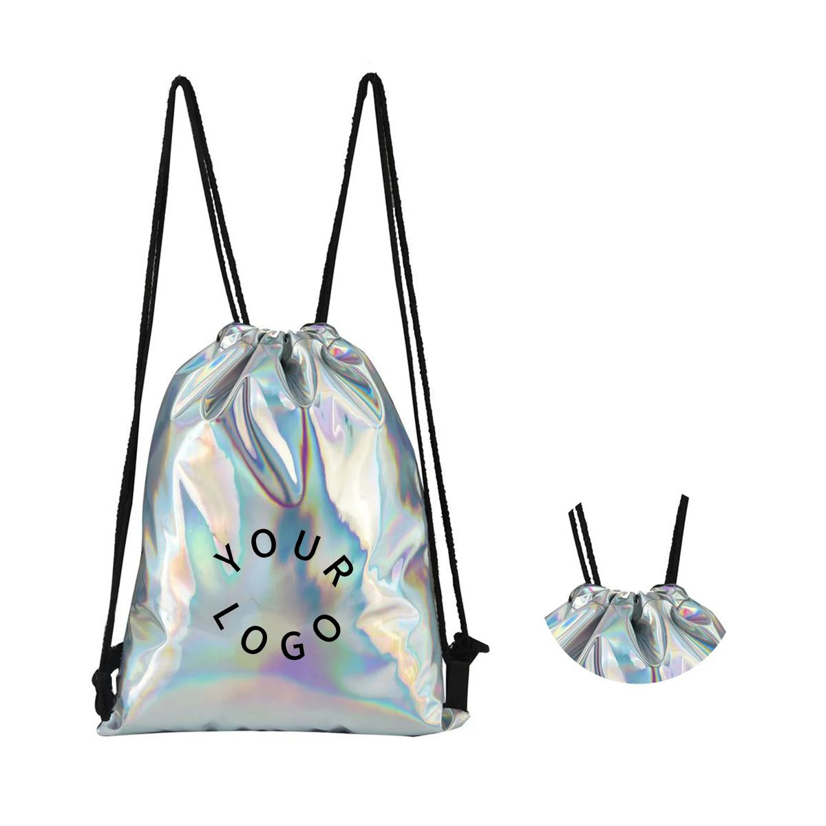 PU Drawstring Backpack with Reinforced Corners and Grommets 4