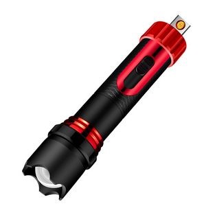 Alloy 4 In 1 Lighter With Flashlight Dual Electric Arc Jet Fire 32