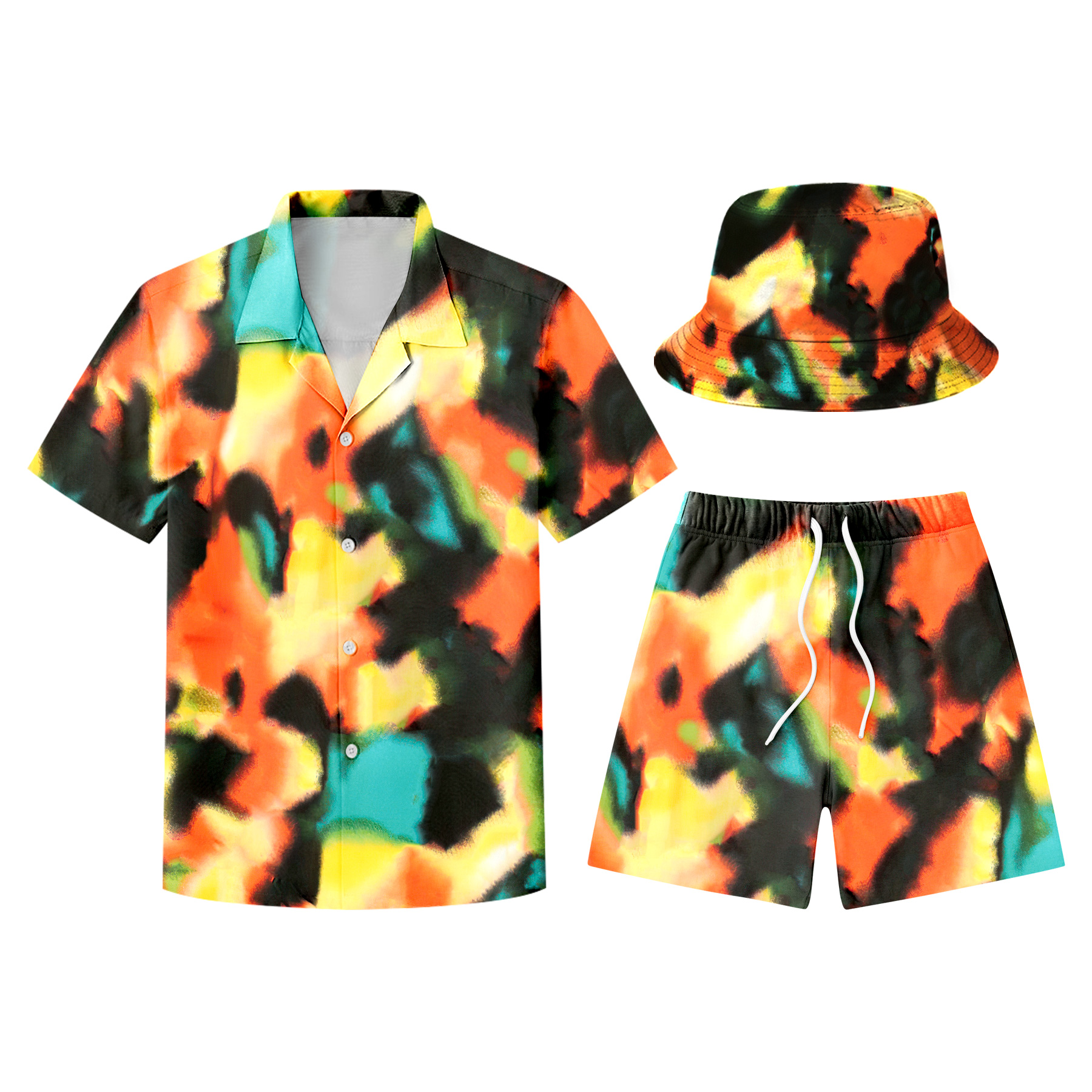 Hawaiian Shirts, Shorts And Bucket Hats Sets 12