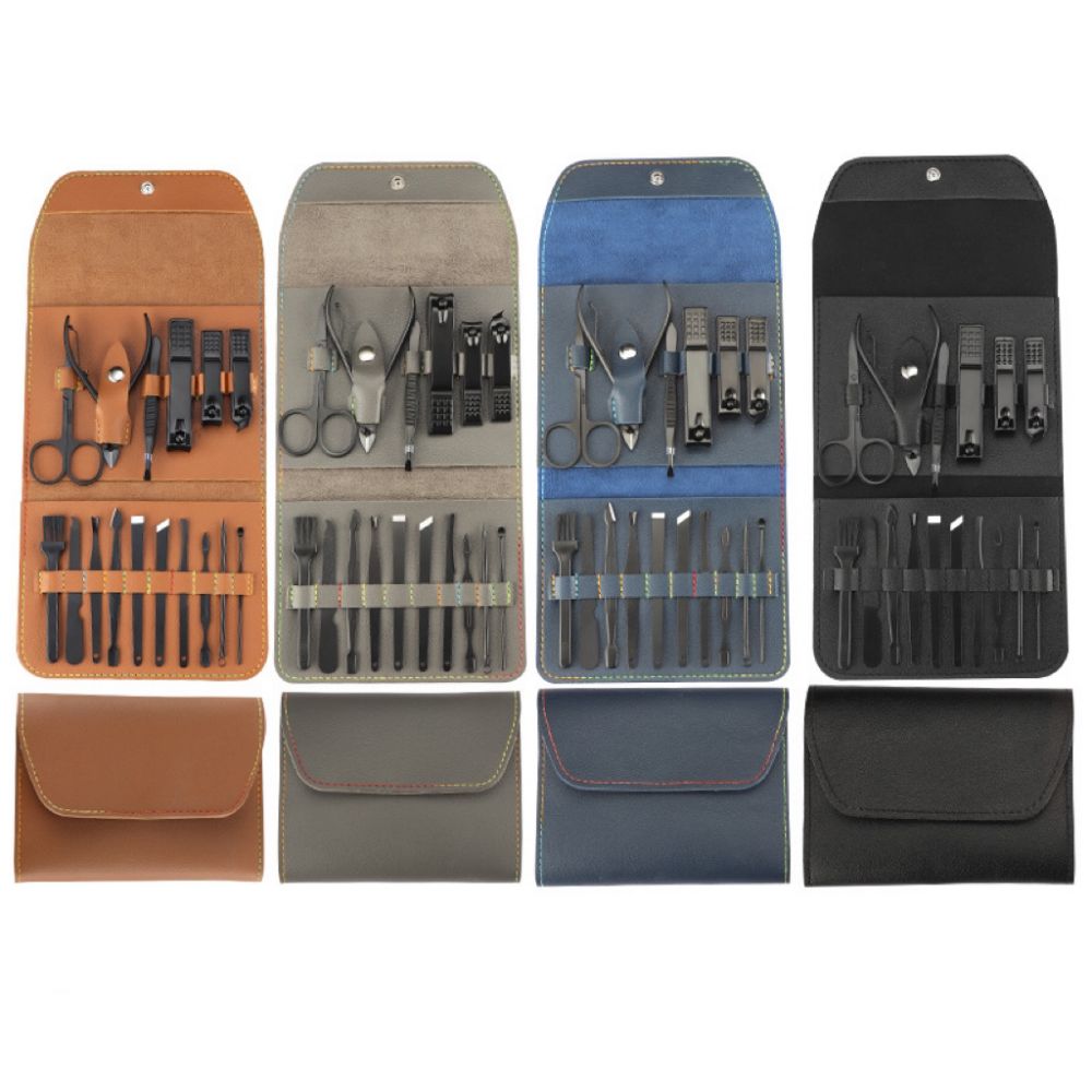 16 Piece Luxury PU Leather Manicure & Pedicure Nail Set 1
