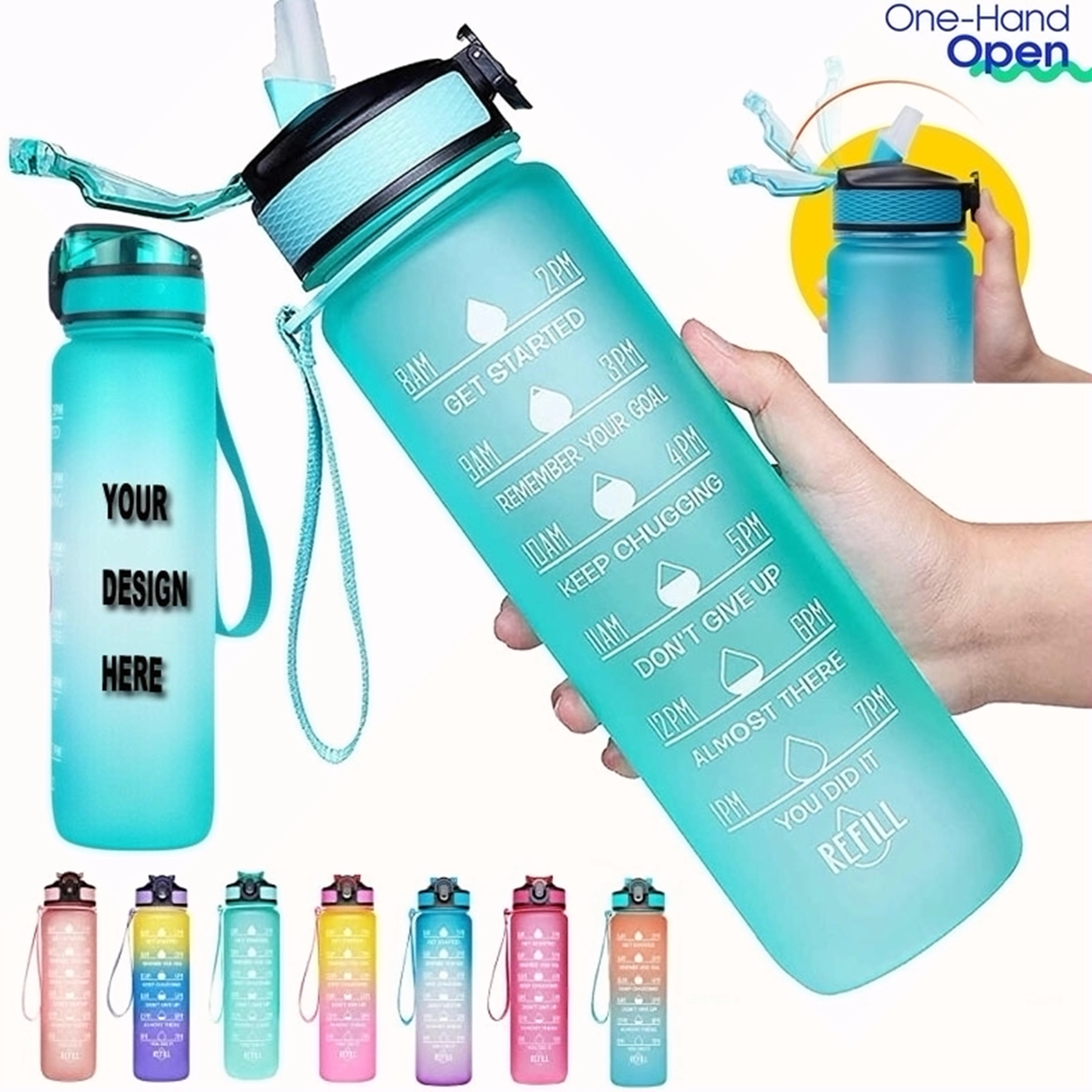 1000Ml Motivational Water Bottle 1