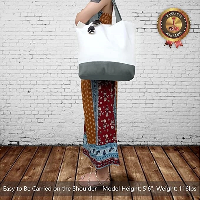 Large Two-Tone Canvas Tote Bag, custom tote bag with logo imprint 7