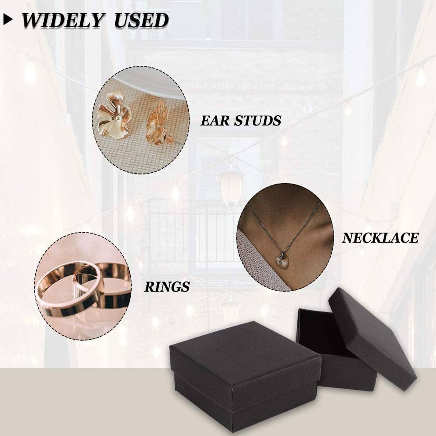 Black Cardboard Jewelry Gift Box with Sponge Cushion 2