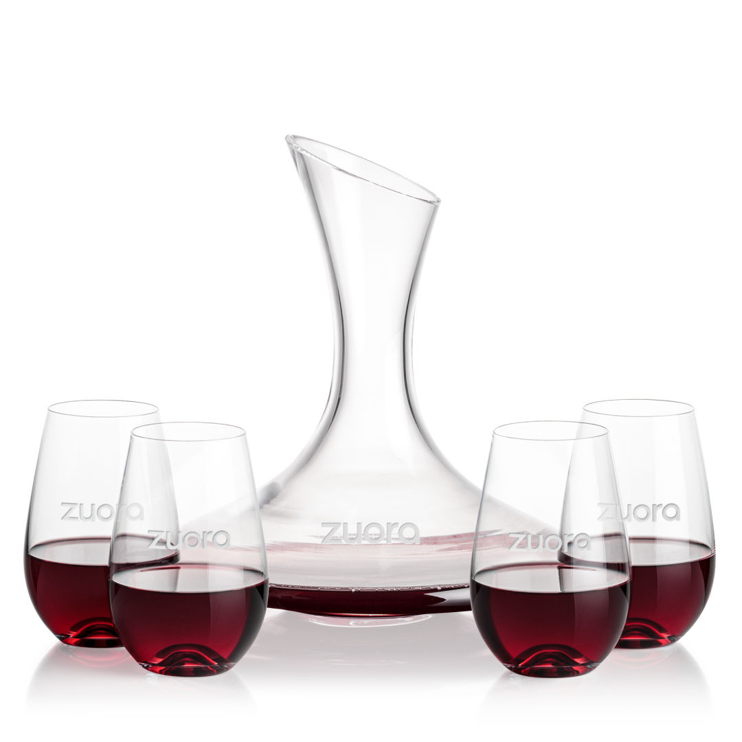 Madagascar Carafe & Boston Stemless Wine 1