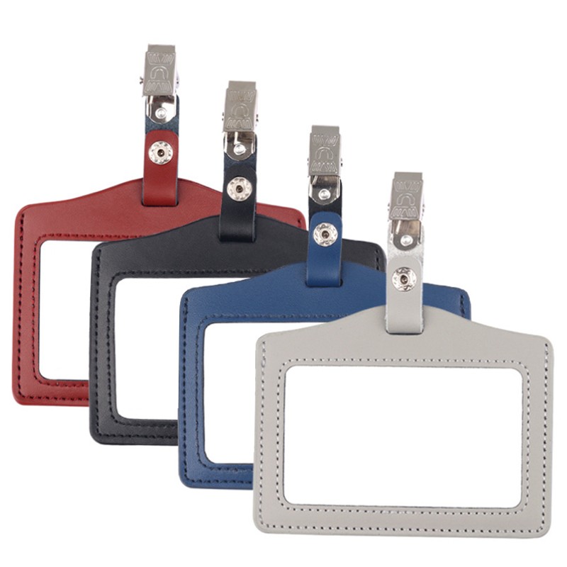 Genuine Leather Badge Holder with Metal Buckle 3