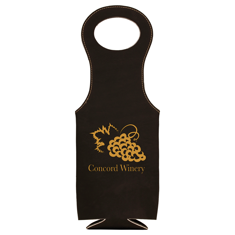 Black/Gold Leatherette Wine Bag 2