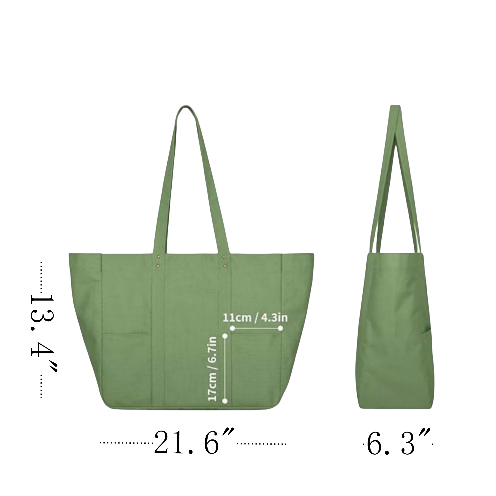 Oversized Canvas Tote Bag With 2 Front Pockets, custom tote bag with logo imprint 5