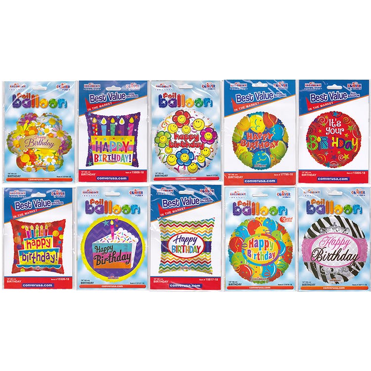 Mylar Birthday Balloons - Assorted 18" 1