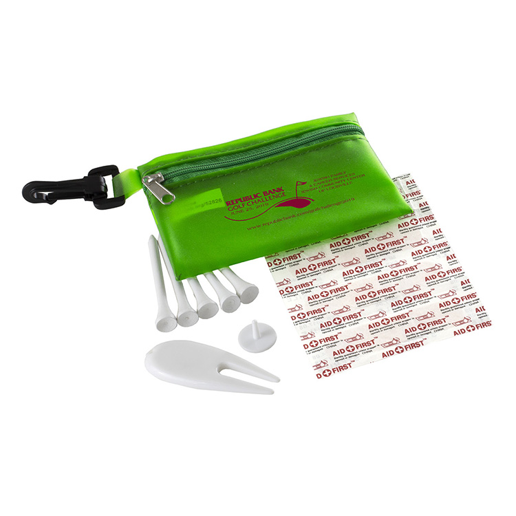 "FAIRWAY 12" 12 Piece Healthy Living Sun Kit Components inserted into Translucent Zipper Pack with C 7