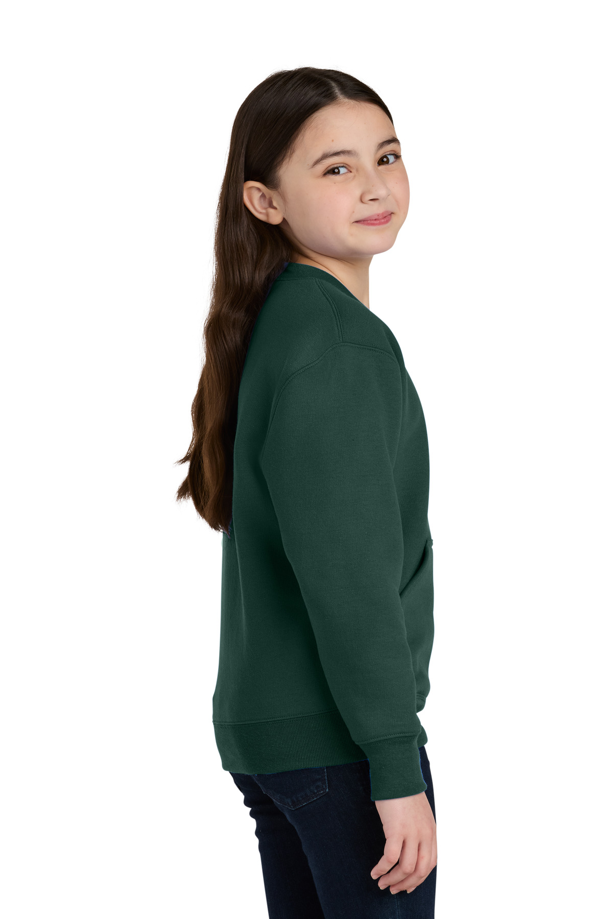 Port & Co Youth Core Fleece Crewneck Pocket Sweatshirt PC78YPKT 1