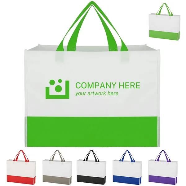 Non-woven Color Block Tote -15x11.5x3.5 3