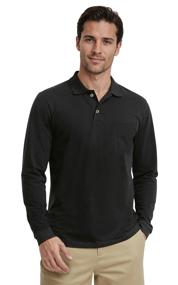Adult Superblend L/S Pocketed Polo 39