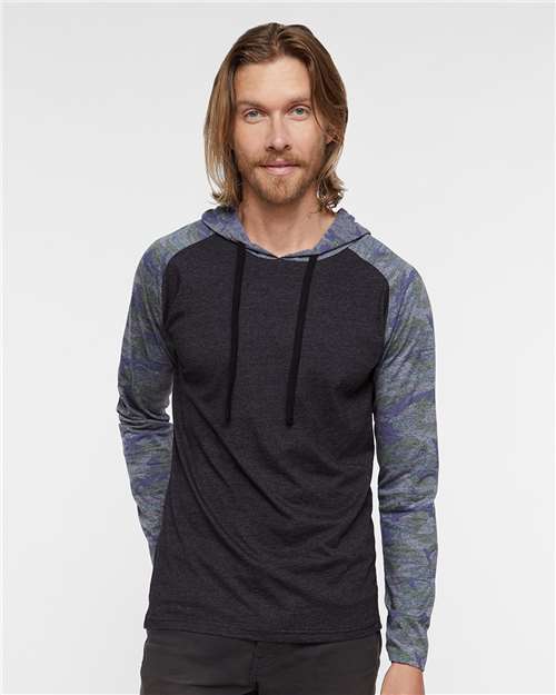 Unisex Fine Jersey Hooded Long Sleeve Raglan Tee - 6917 13
