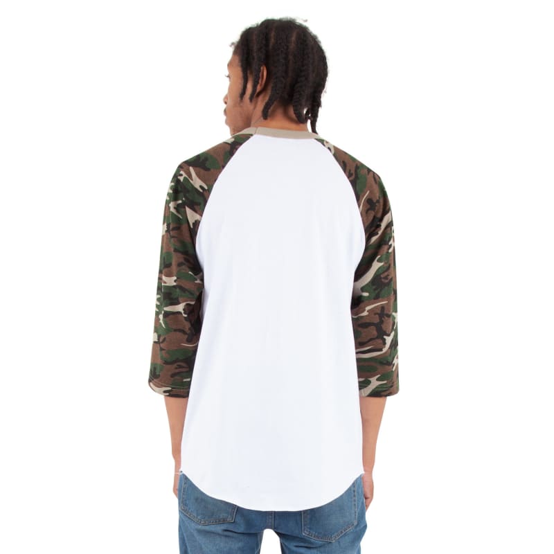 Shaka Wear Adult Three-Quarter Sleeve Camo Raglan T-Shirt 10
