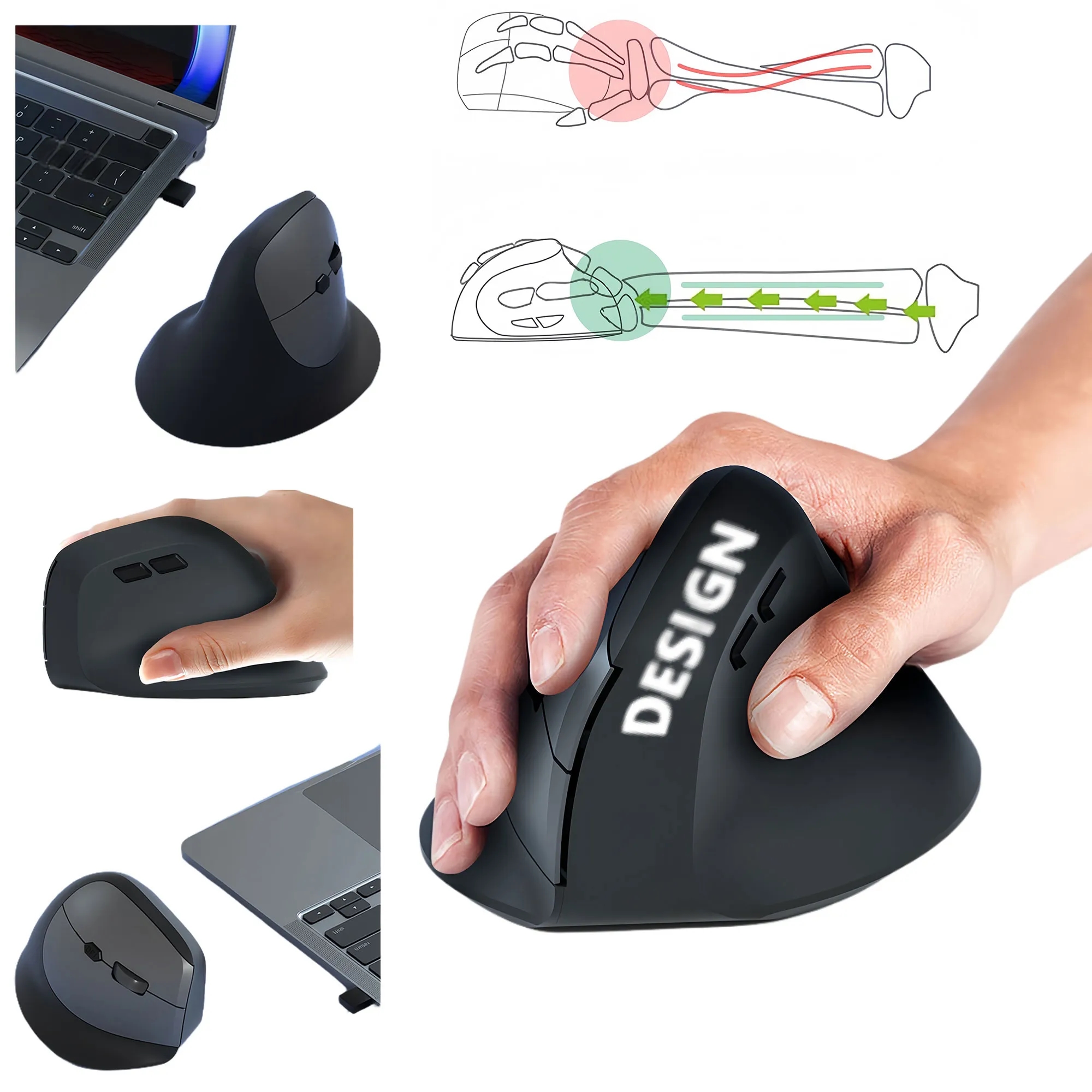 Wireless Charging Ergonomic Vertical Silent Mouse