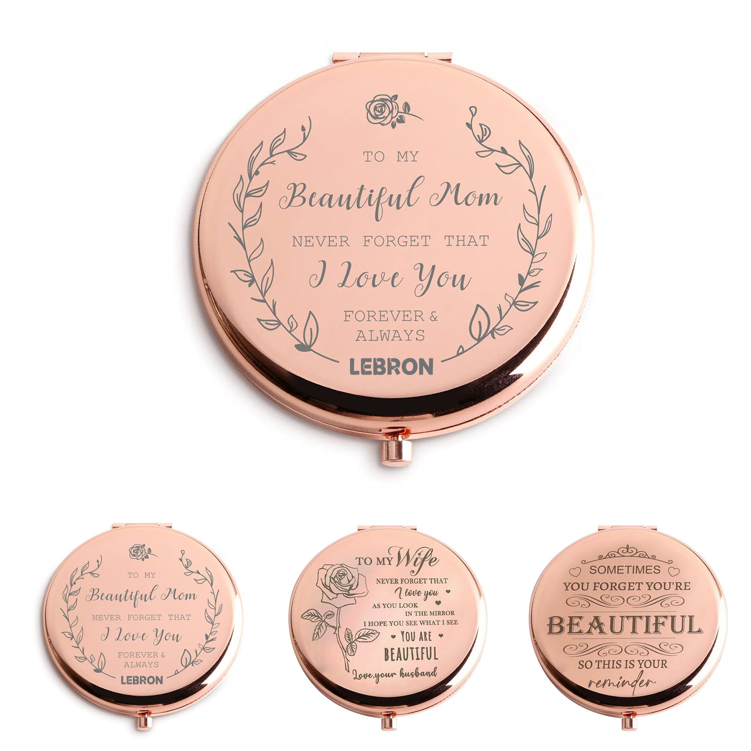 Portable Compact Rose Gold Foldable Makeup Mirror 2