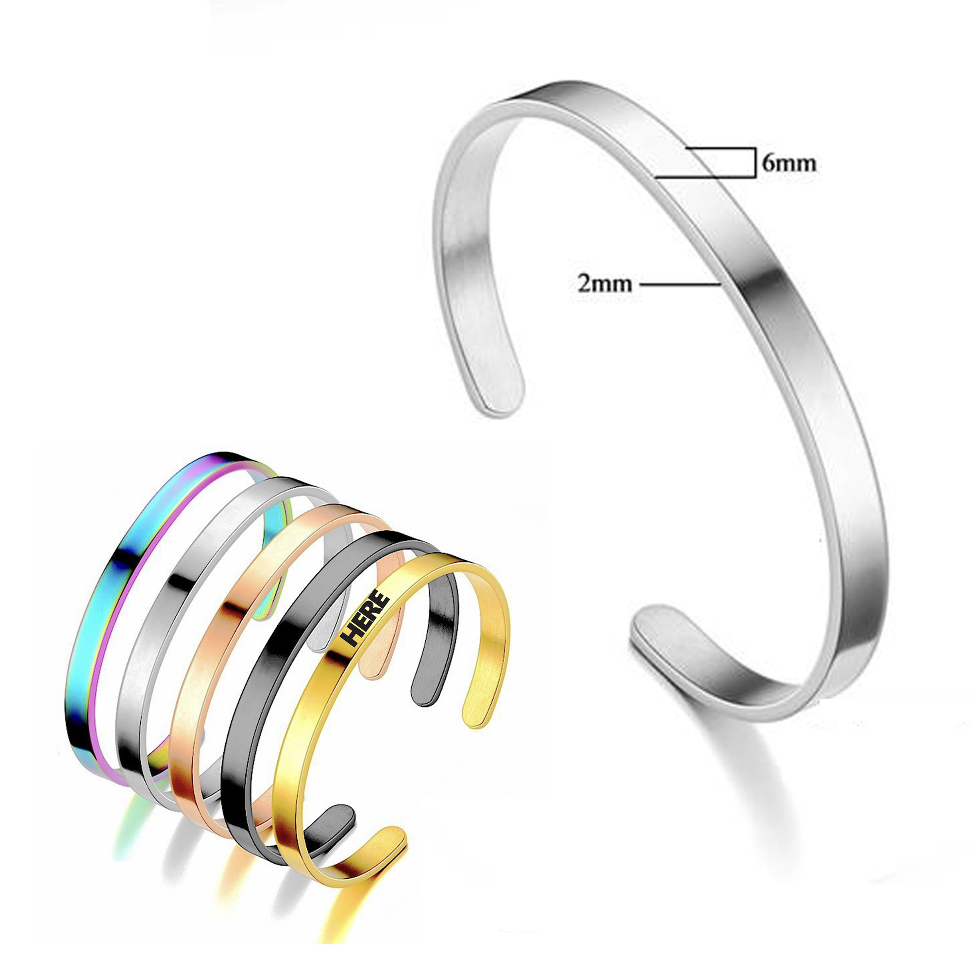 Stainless Steel Thin Cuff Bracelet Electroplated 2