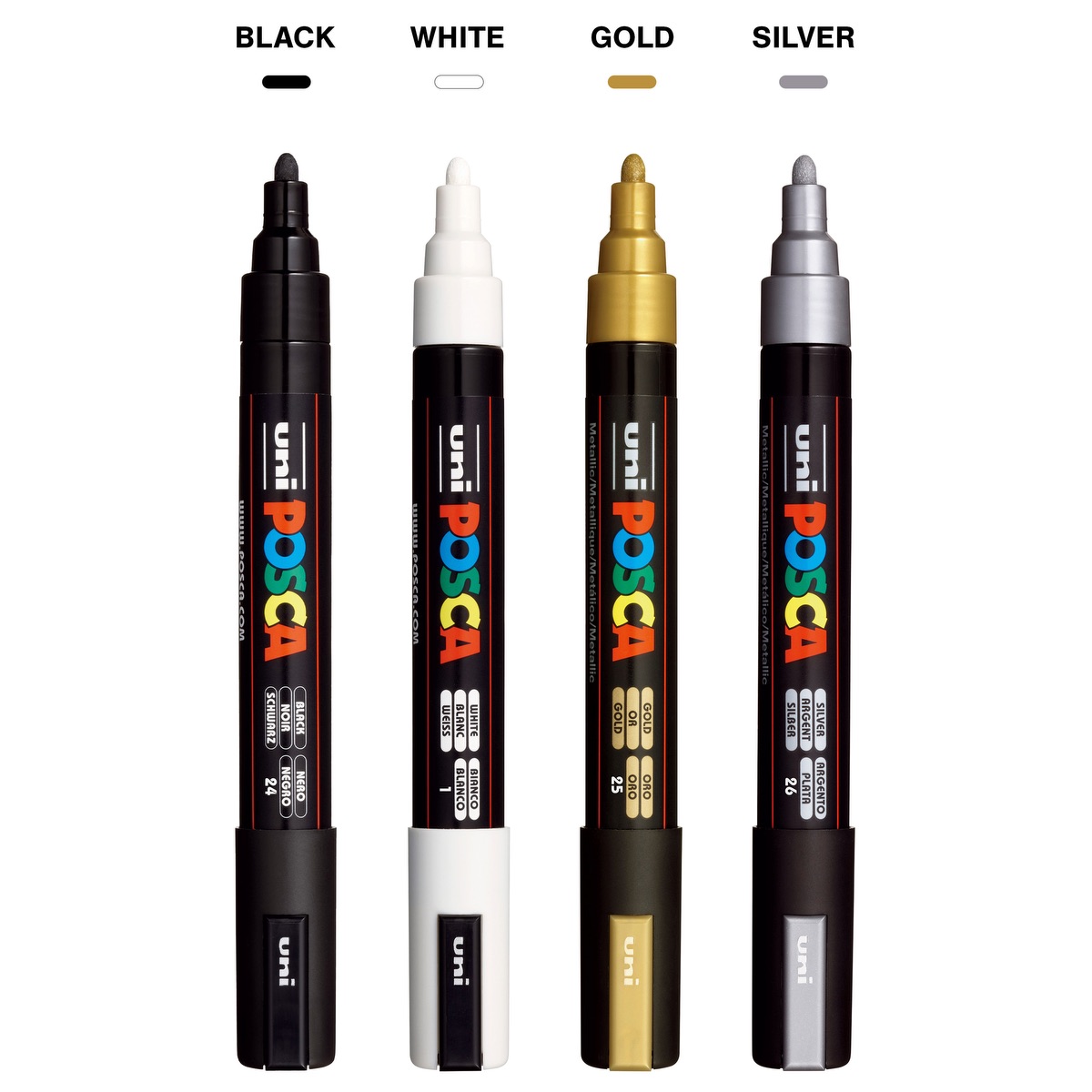 POSCA 4 Piece Metallic Marker Set with Bag 6