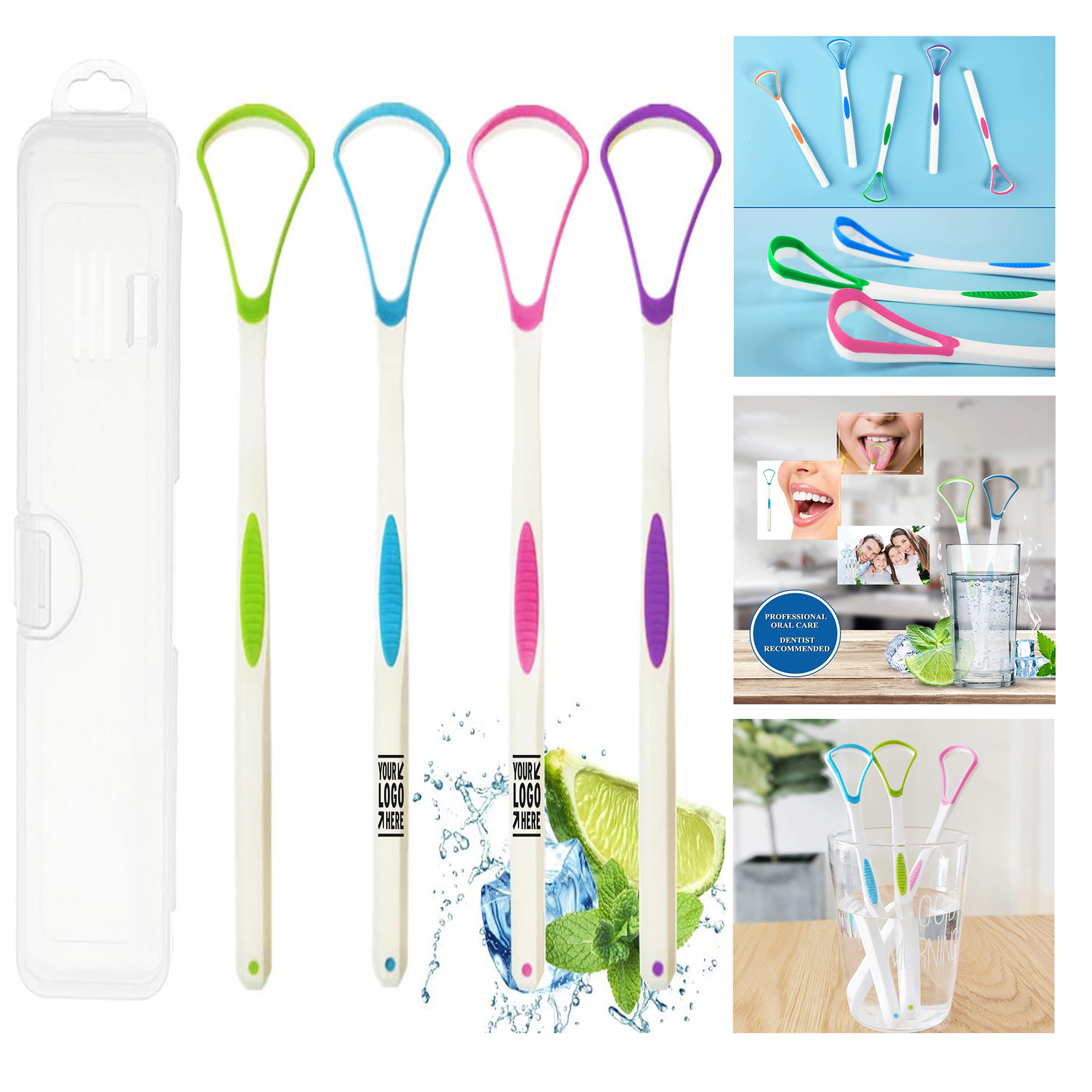 Adults Kids 100% BPA Free Healthy Oral Care Tongue Scraper Cleaner with Travel Handy Case