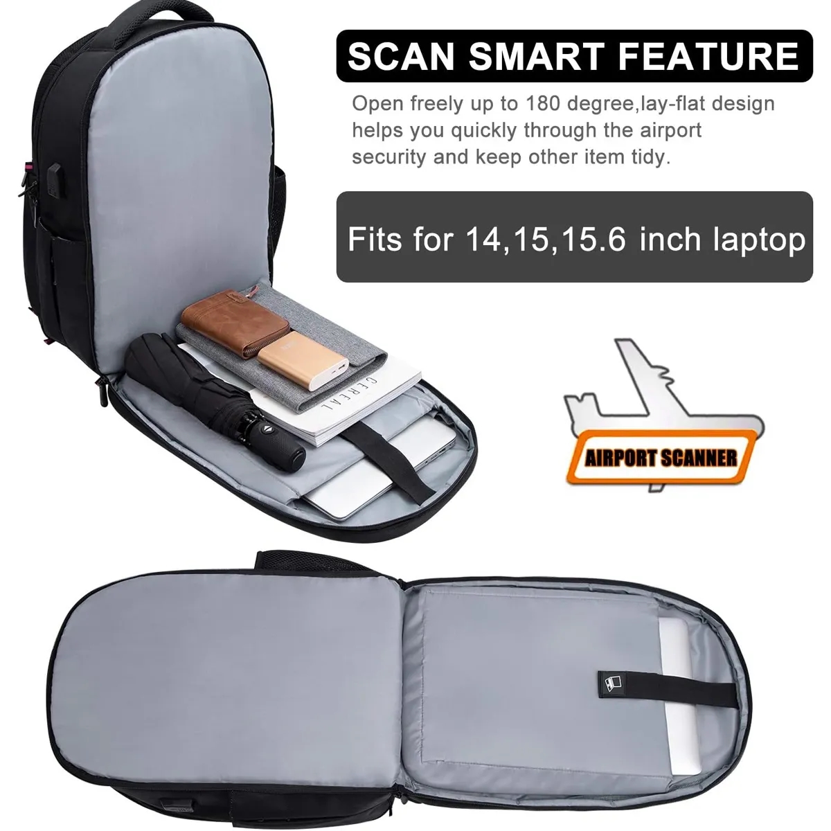 15.6" Laptop Anti-Theft Business Travel Waterproof Backpack 7