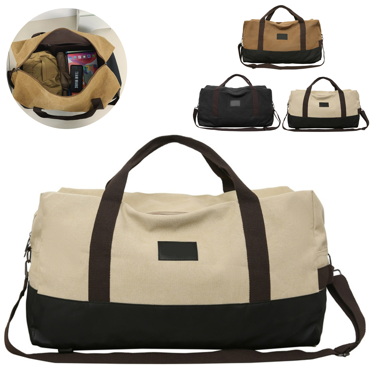Wear-Resistant Canvas Travel Duffel Bag