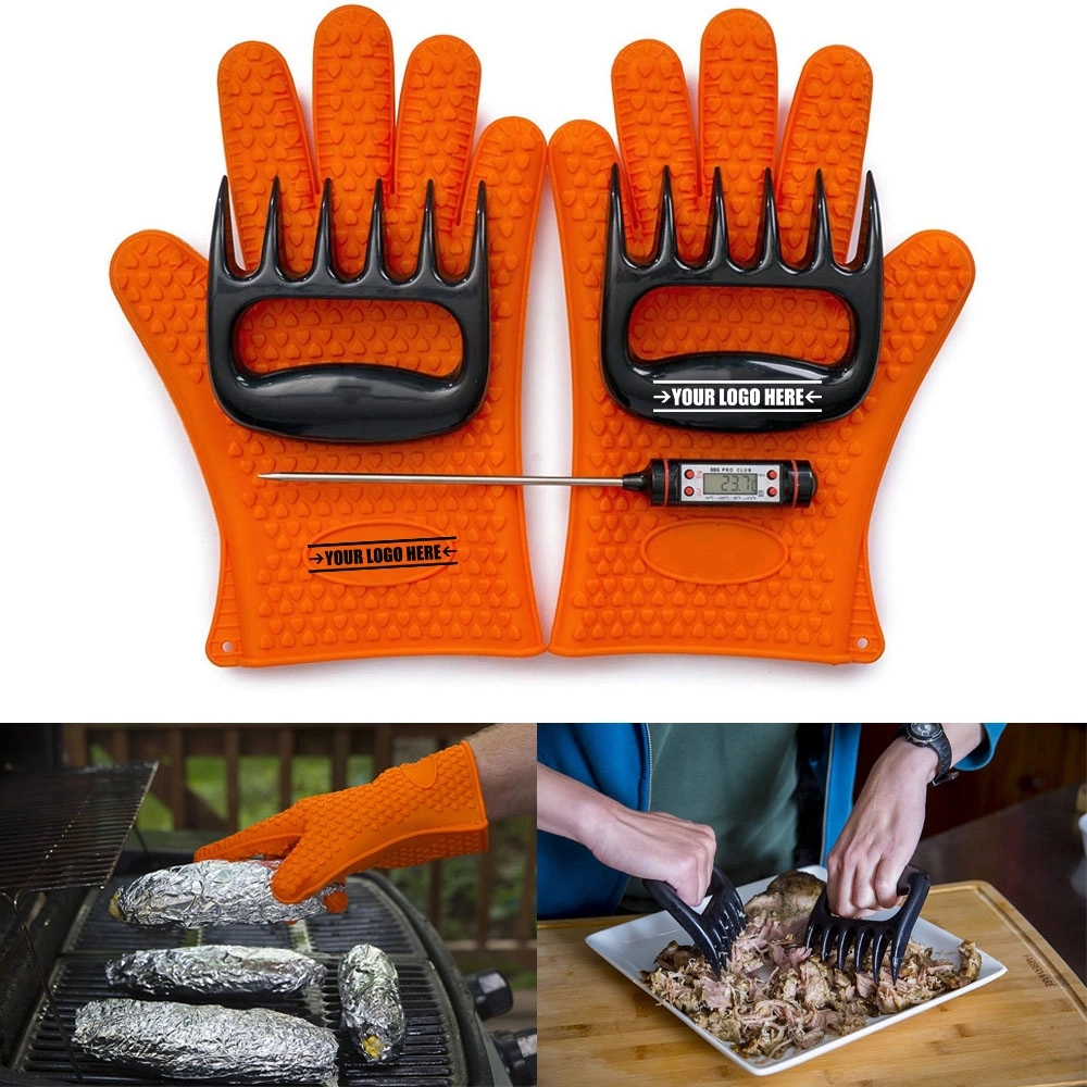 Silicone Gloves Meat Claws Digital Thermometer Bbq Set 2