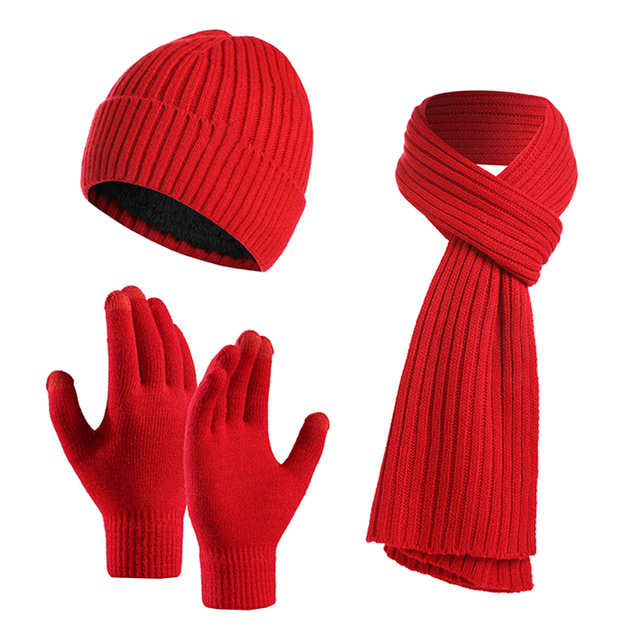 Warm Acrylic Gloves Hat And Scarf Set 6